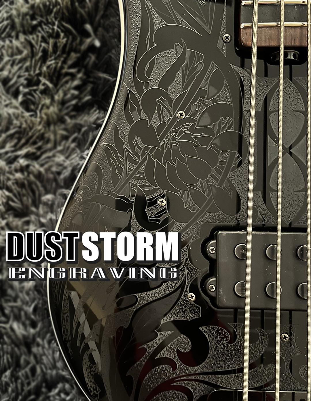 Engraved Sky Blue Acrylic Pickguard-dust Storm Engraving